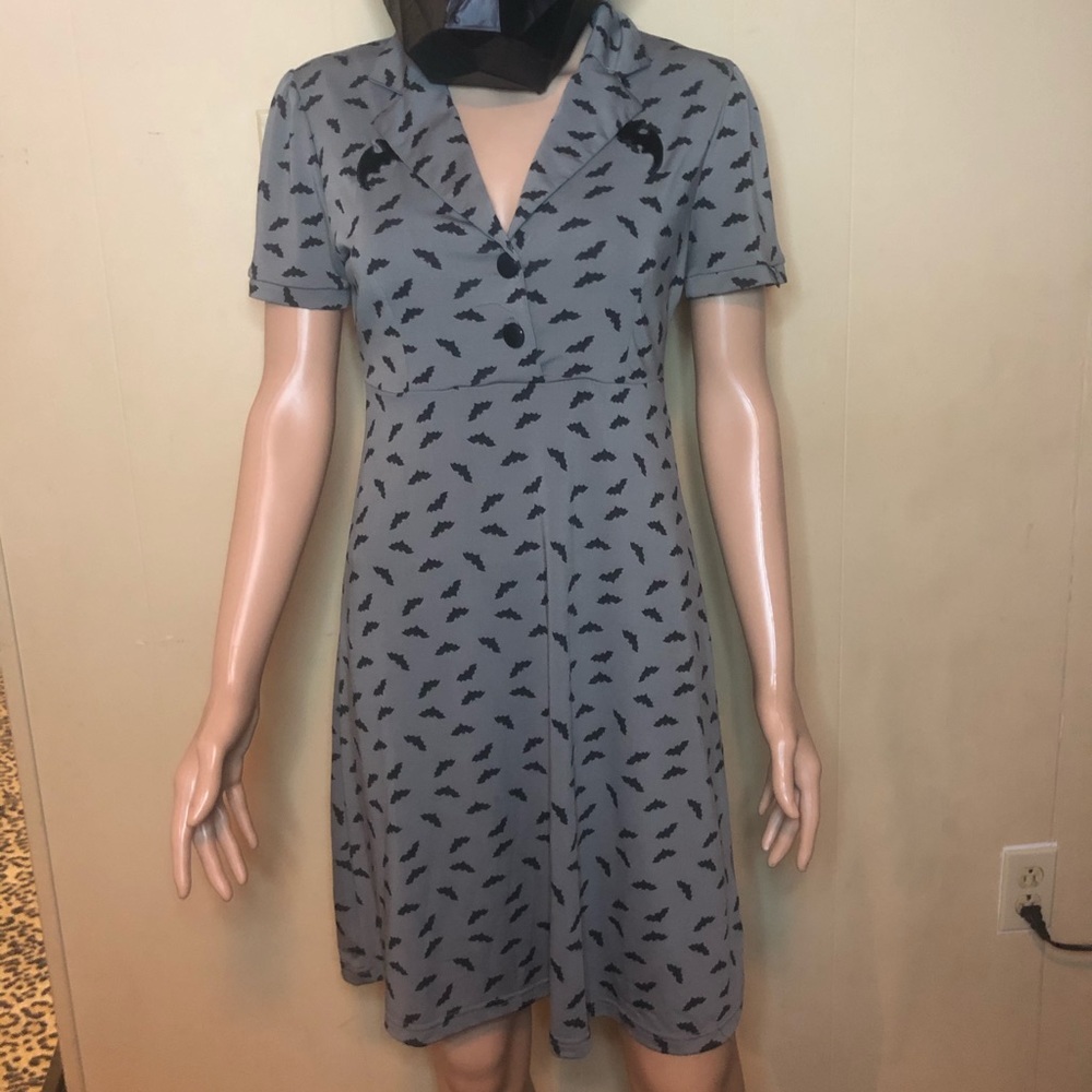Sourpuss grey bat dress Sz SM